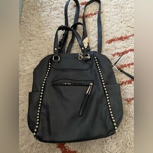 Jessica Simpson Black Backpack with Gold Details